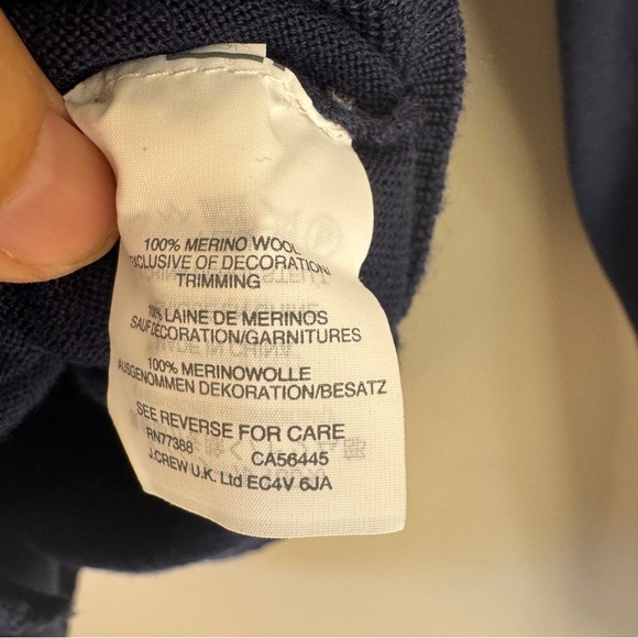 J CREW Wool Embroidered Button Jackie Cardigan Navy Red Sz S Long Sleeve - Picture 10 of 11